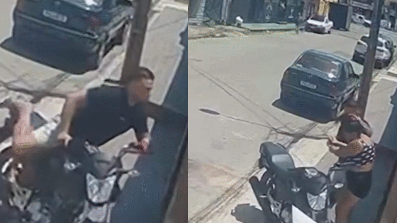 HOMEM INVAD3 ESTABELECIMENTO E ARR@STA MULHER PELOS CABELOS EM AGR3SSÃ0 FILMADA POR CÂMERAS