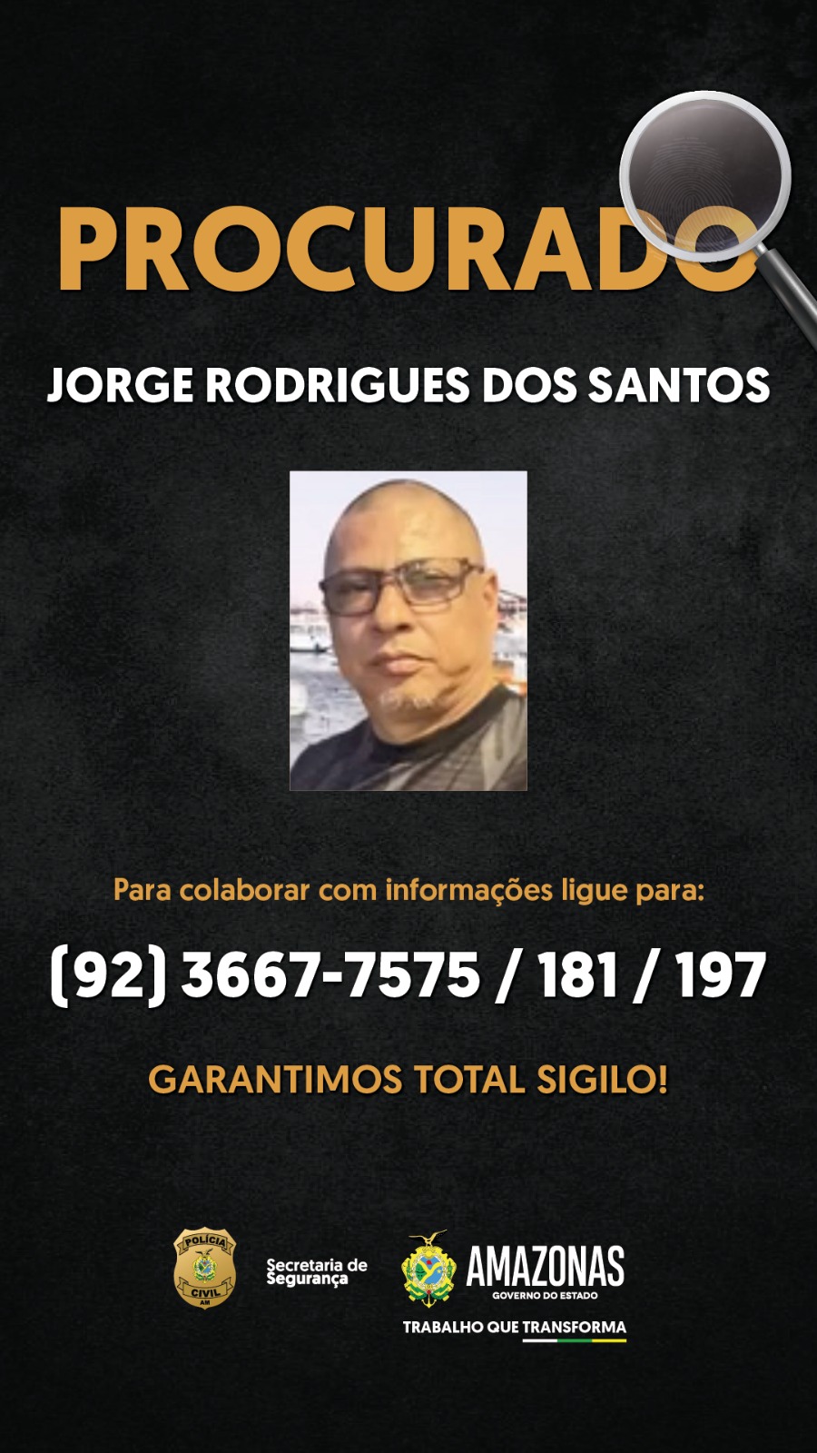 PC-AM divulga imagem de homem procurado em Itacoatiara por estupro de vulnerável e fornecimento de bebida alcoólica